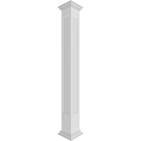 Ekena Millwork Craftsman Classic Square Non-Tapered, Recessed Panel PVC Column, Crown Capital & Crown Base CC0808ENMCRCR